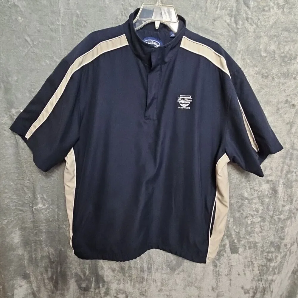 Callaway Men's XL  Golf Sport Outerwear Pullover Windbreaker Shirt Blue Beige - Picture 6 of 16